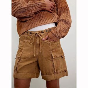 Free People Frankie Washed Shorts Low-Waisted Cargo Lightweight Casual S  287373